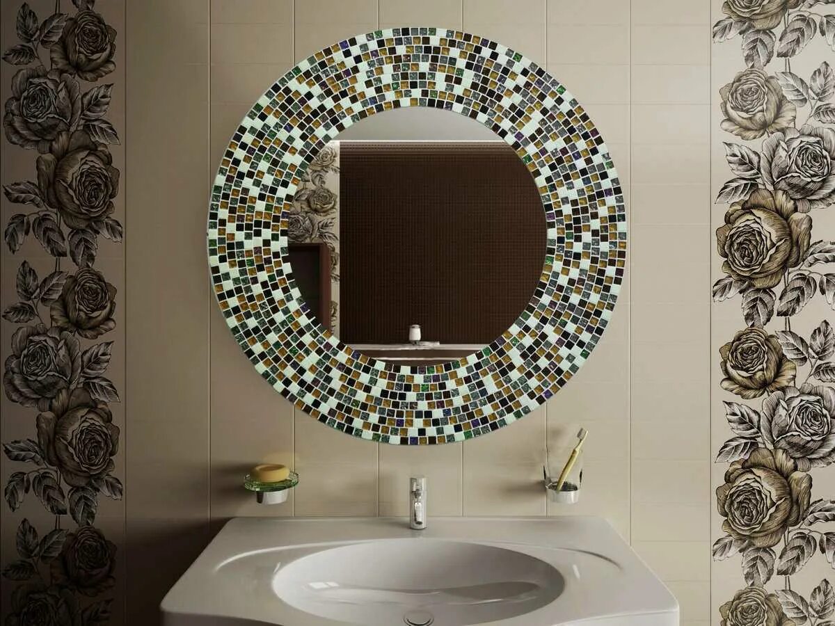 Как задекорировать зеркало. Зеркало мозаика. Декор зеркала. Декор зеркала мозаикой в ванной. Зеркальная мозайка в интерьере.