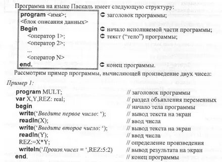 Программы на паскале 10 класс