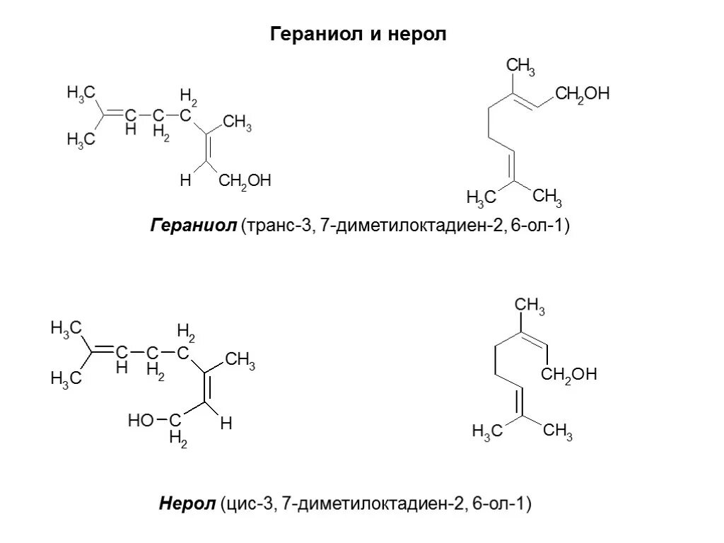 Гераниол химическая структура. Гераниол и нерол. Гераниол формула. Формула гераниол линалоол.