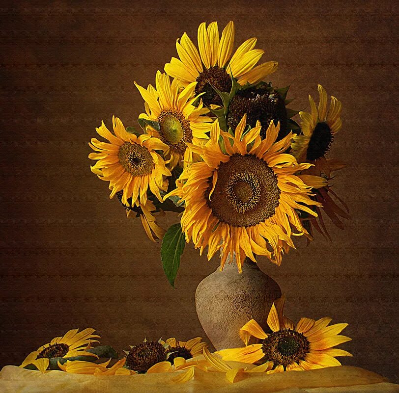 подсолнухи в вазе