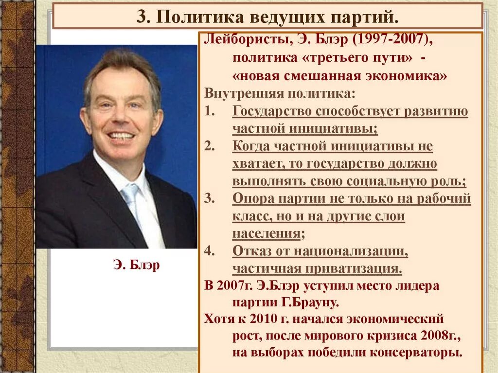 Какие партии в англии. Э Блэр 1997. Э Блэр Великобритания лейбористы. Э Блэр внутренняя и внешняя политика. Политика третьего пути.