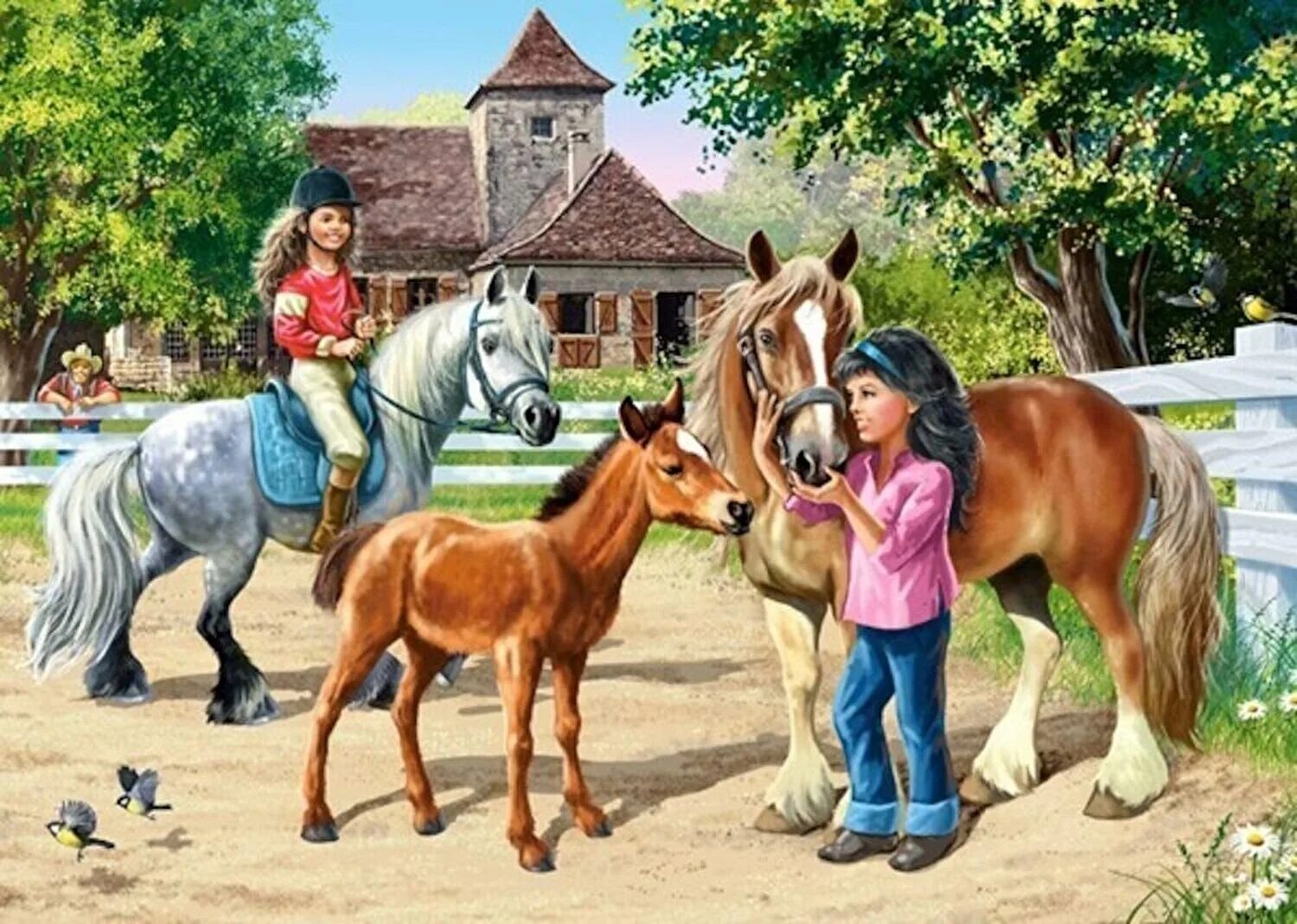 Пазл картинка. Семья лошадей. Красивые пазлы для детей. Картина лошади. Пазл 170000