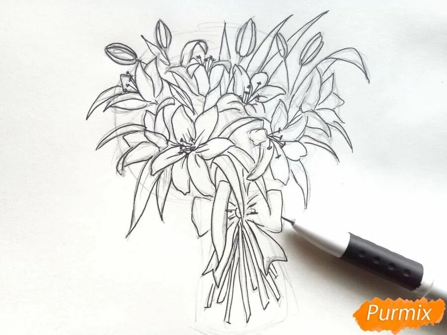 Букет карандашом легко. Букет рисунок. Букет карандашом. Цветы рисунок карандашом. Букет рисунок карандашом.