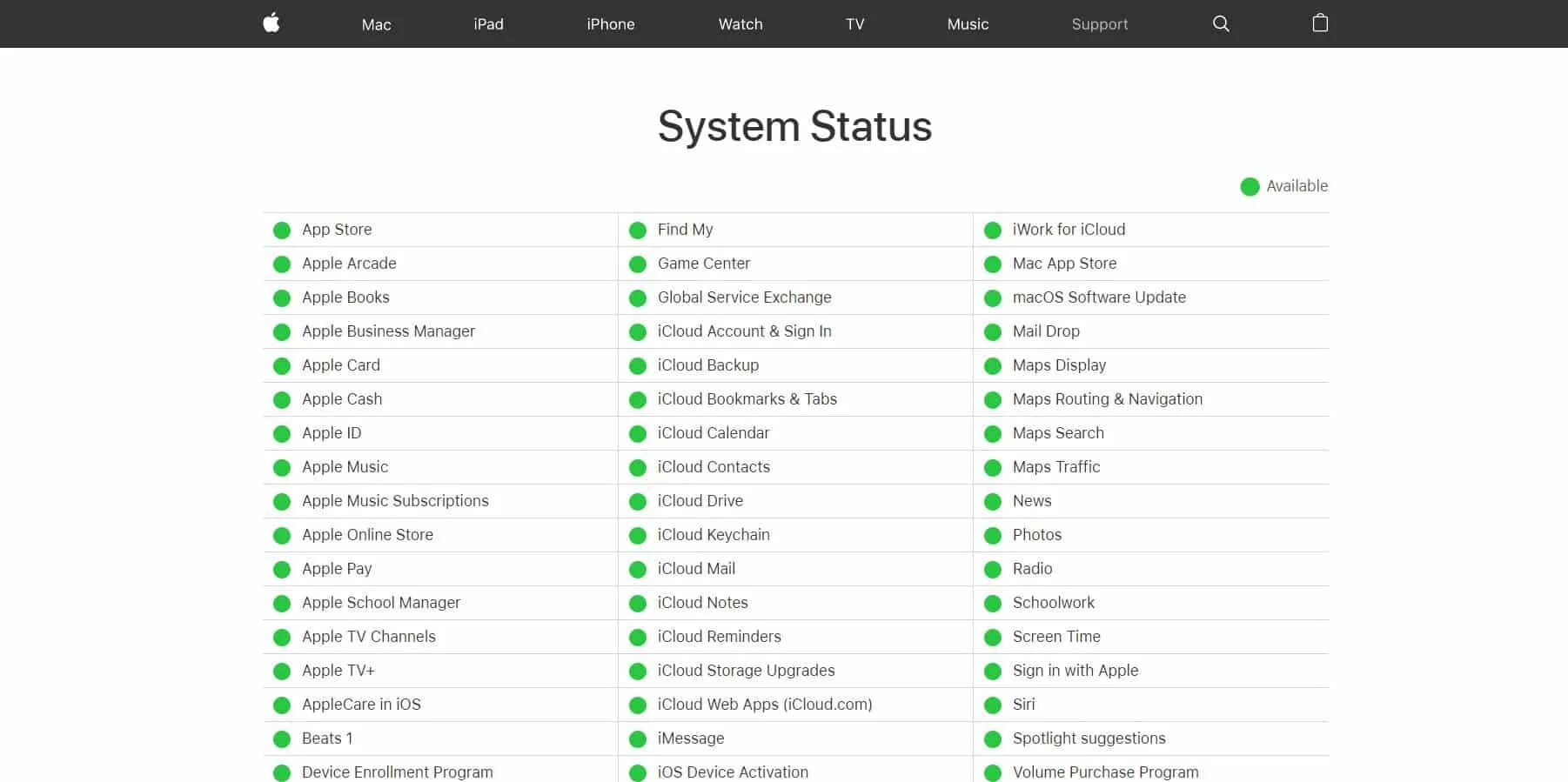 Необходимо войти в систему appstore. System status. Сервер Apple. Content Music. ICLOUD услуги Apple Inc..