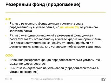 Резервный фонд какая сумма