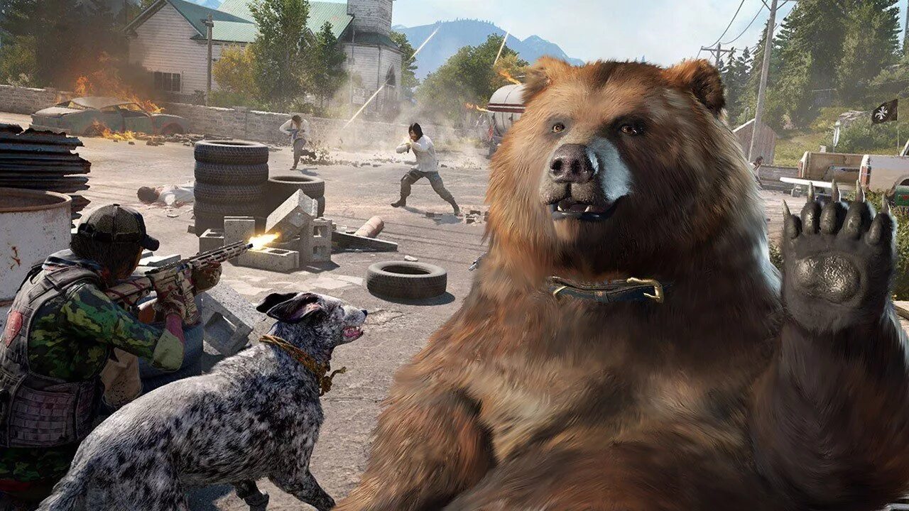 Far cry 5 coop. Медведь чизбургер far Cry. Far Cry 5. Медведь чизбургер far Cry 5. Фар край 5 бургер.
