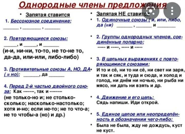 Стихотворение с однородными членами предложения