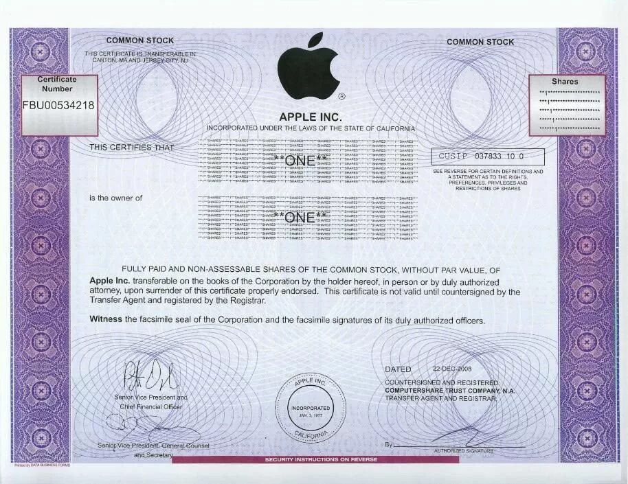 Certificate is not valid. Сертификат акций Apple. Акции компании Apple. Как выглядят акции Эппл. Ценная бумага Apple.