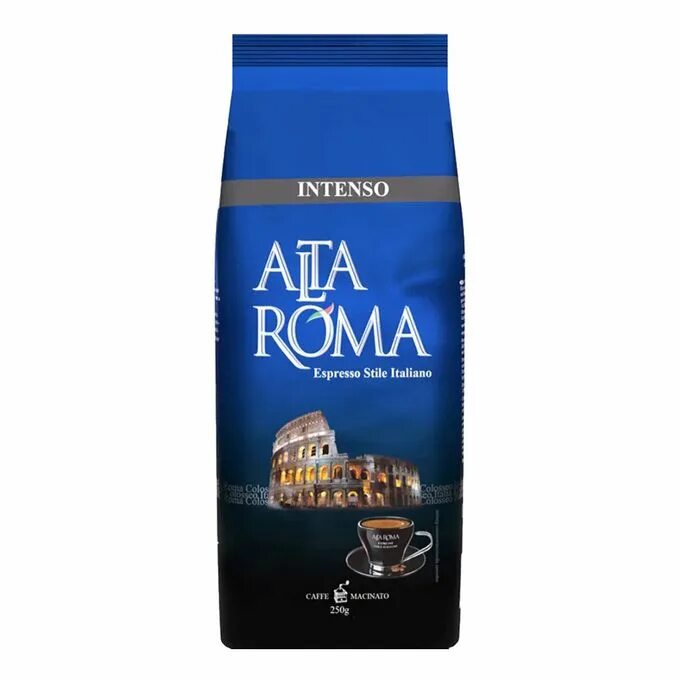 Кофе молотый intenso. Кофе alta ROMA intenso. Кофе alta ROMA Веро молотый 250г. Кофе в зернах alta ROMA intenso.