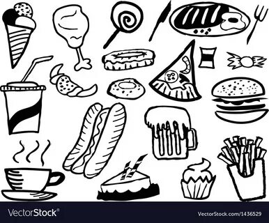 Doodle junk food background Royalty Free Vector Image