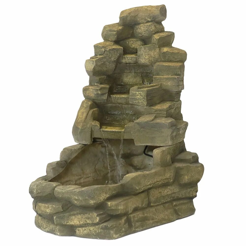 Stone fell. Декоративный фонтан из бетона. Гном садовый водопад. Фонтан 37х24см. Sunnydaze Shale Falls Outdoor Fountain with Pump and led Lights | Bed Bath & Beyond.