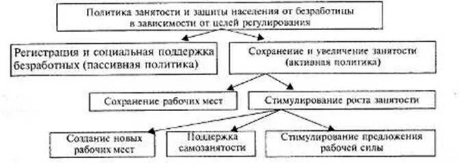 Рф защита от безработицы. Государственная политика в области занятости схема. Политика государства в сфере трудоустройства. Структура политики занятости. Основные направления государственной политики занятости населения.