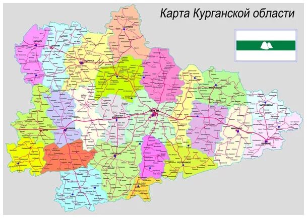 Показать на карте курганскую область с городами