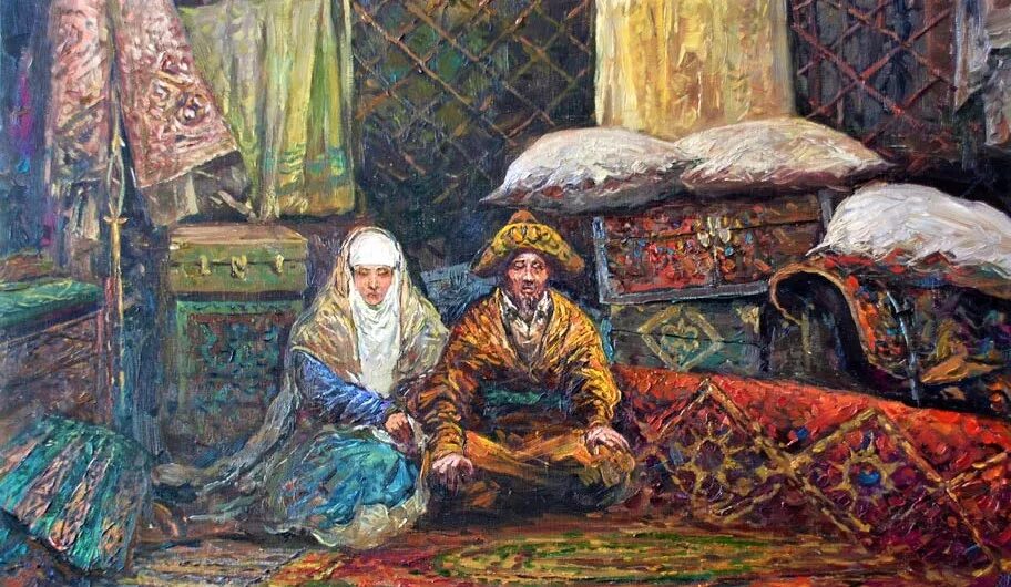 Искусства казахского народа. Кастеев в Юрте. Картина Хлудова в Юрте.