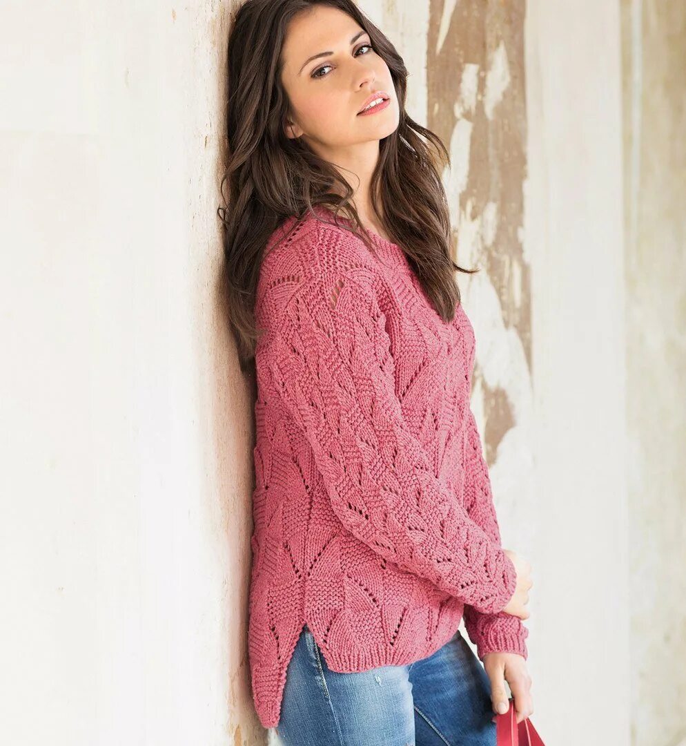 Кайма спицами аверчева. Свитер с закругленным низом. Низ кофты спицами красиво. Джемпер лицевой гладью. Вязаный пуловер женский.