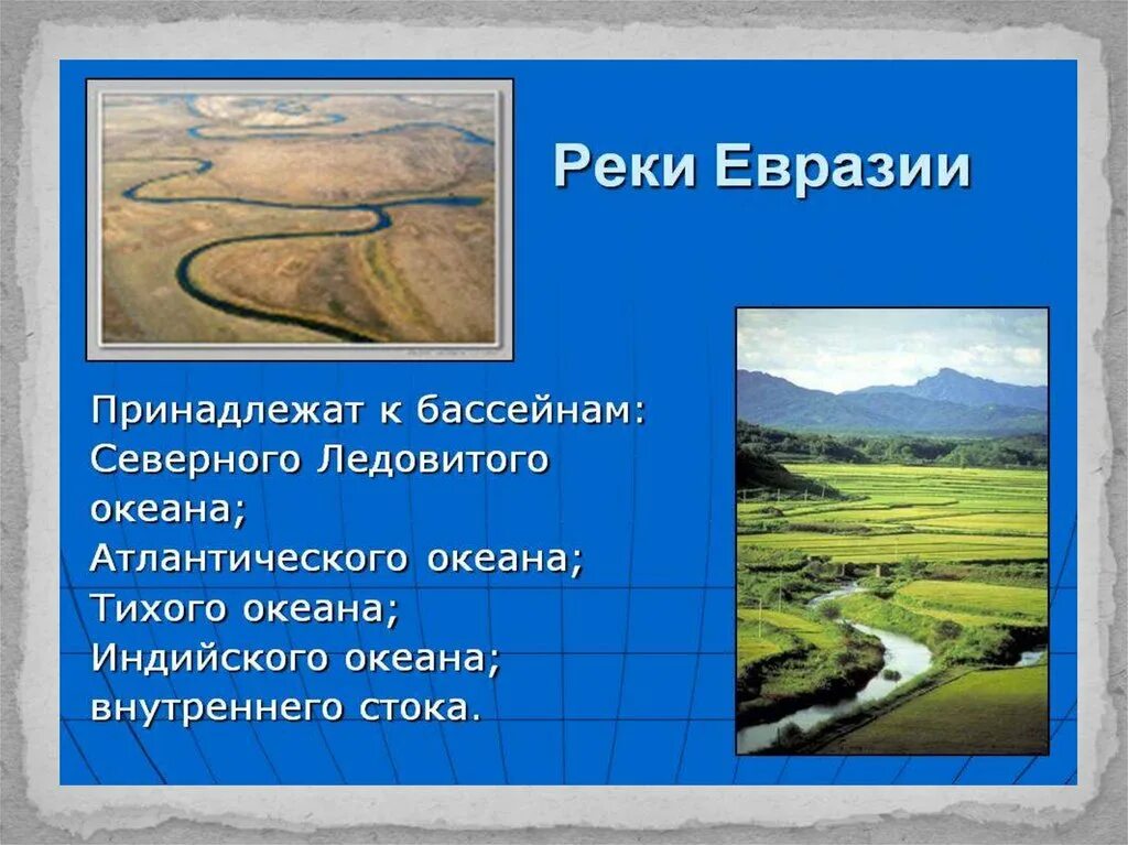 Реки Евразии. Внутренние воды Евразии. Реки Евразии в Евразии. Реки бассейна Тихого океана в Евразии. Реки атлантического океана внутреннего стока