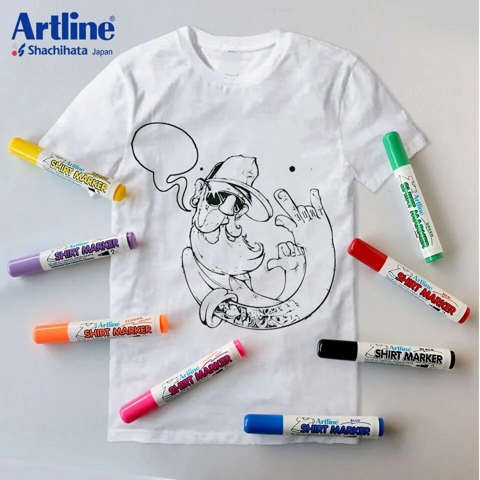 Маркер для ткани Artline t-Shirt Marker, черный. Акриловые маркеры по ткани. Фломастеры для рисования на ткани. Перманентные фломастеры по ткани. Маркеры по ткани несмывающиеся