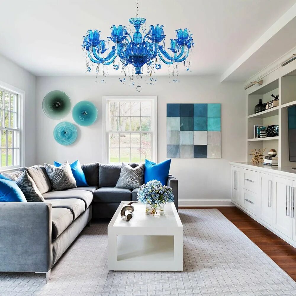 Интерьер в голубых тонах. Синяя гостиная. Гостиная в бело голубых тонах. Гостиная в бирюзовых тонах. Интерьер в бело голубом цвете.