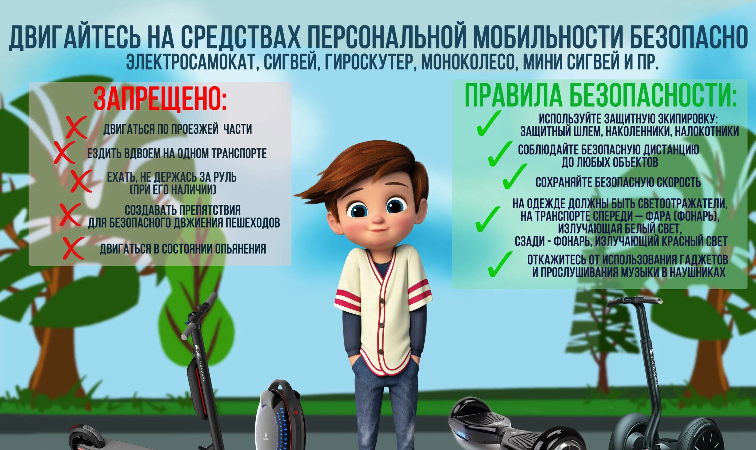 Безопасность при использовании индивидуального передвижения. Безопасность передвижения на самокатах. памятки безопасная езда на электросамокате. средства индивидуальной мобильности в пдд. правила дорожного движения на самокате.