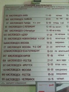 Маршрут поезда 237 кисловодск