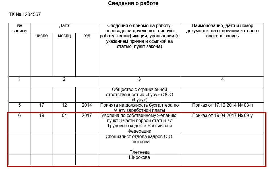 Статья 170 тк. Шаблон трудовой книжки увольнение по собственному желанию. Уволена по собственному желанию пример записи в трудовую книжку. Как сделать запись об увольнении в трудовой книжке образец. П 3 ст 77 трудового кодекса РФ увольнение по собственному желанию.