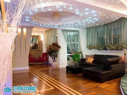 Натяжные потолки с подсветкой фото для зала