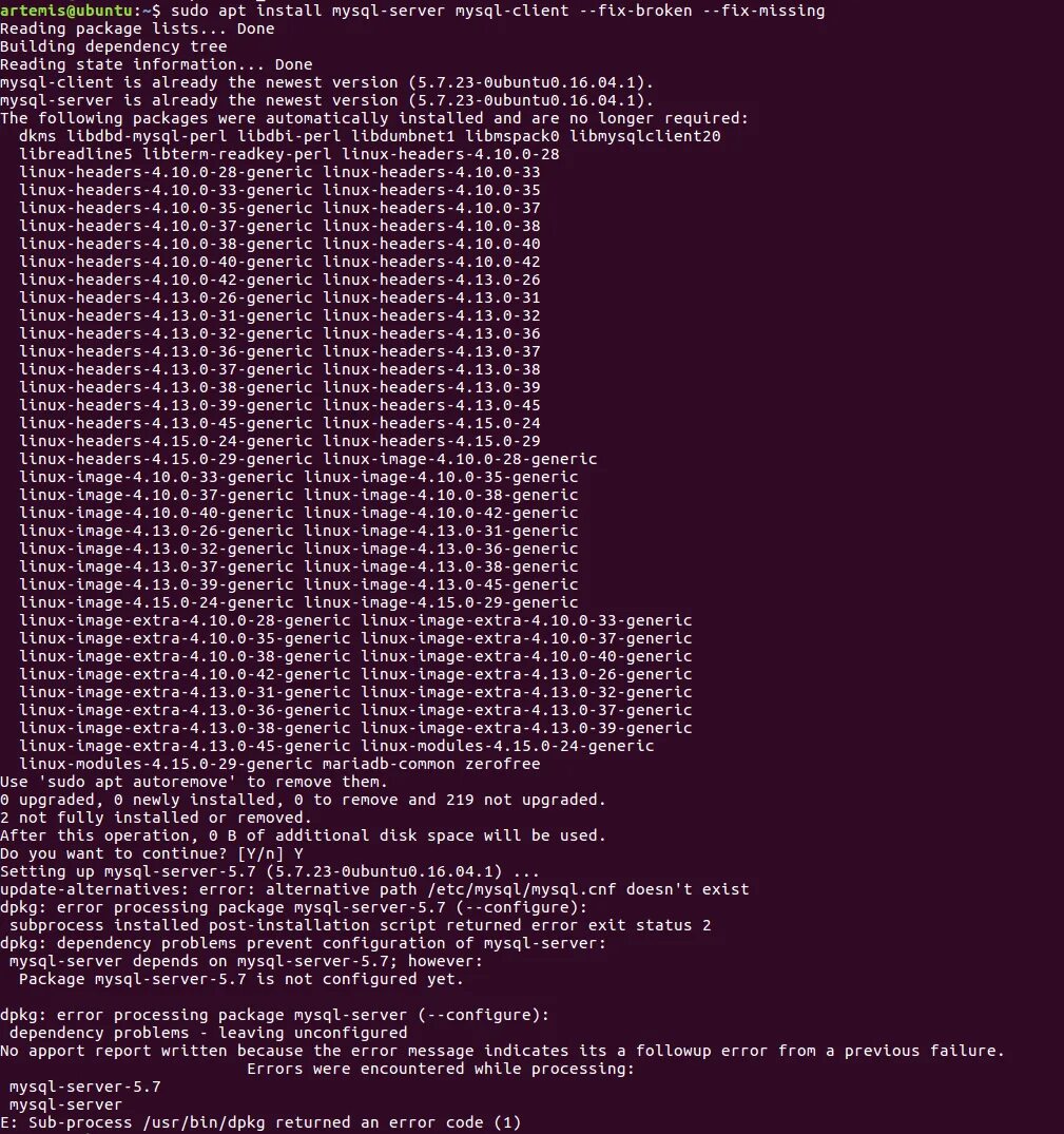 Error processing package. Ошибка линукс. Ubuntu ошибка. Коды ошибок в Linux. MYSQL Linux.