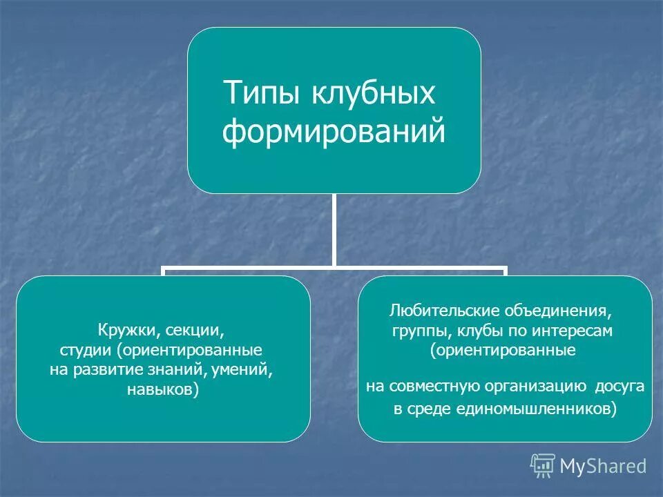 Сформированный вид. Виды клубных формирований. Задачи клубного формирования. Виды деятельности клубных формирований. Методика создания клубного формирования.