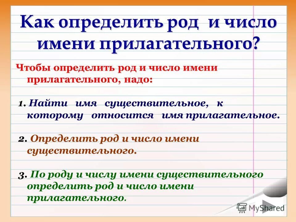 Первый род прилагательного. Определить род число падеж прилагательного. Род прилагательных во множественном числе. Как определить род прилагательного. Как определить род и число имен прилагательных.