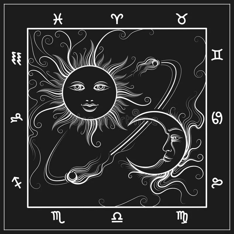 Лунная астрология. Солнце и луна в знаках зодиака. Месяц иллюстрация. Луна в знаках зодиака. Луна в тельце.