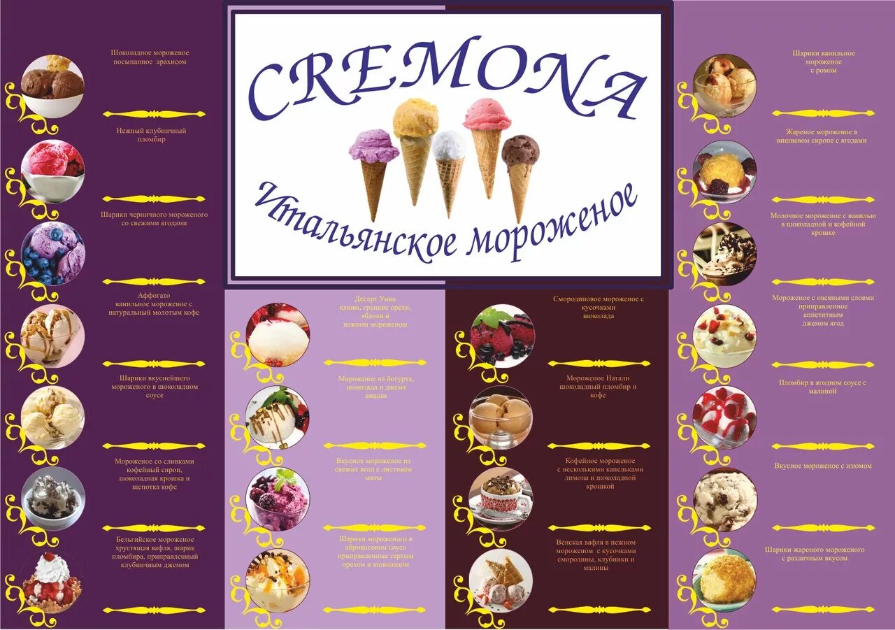 вкусы мороженого список