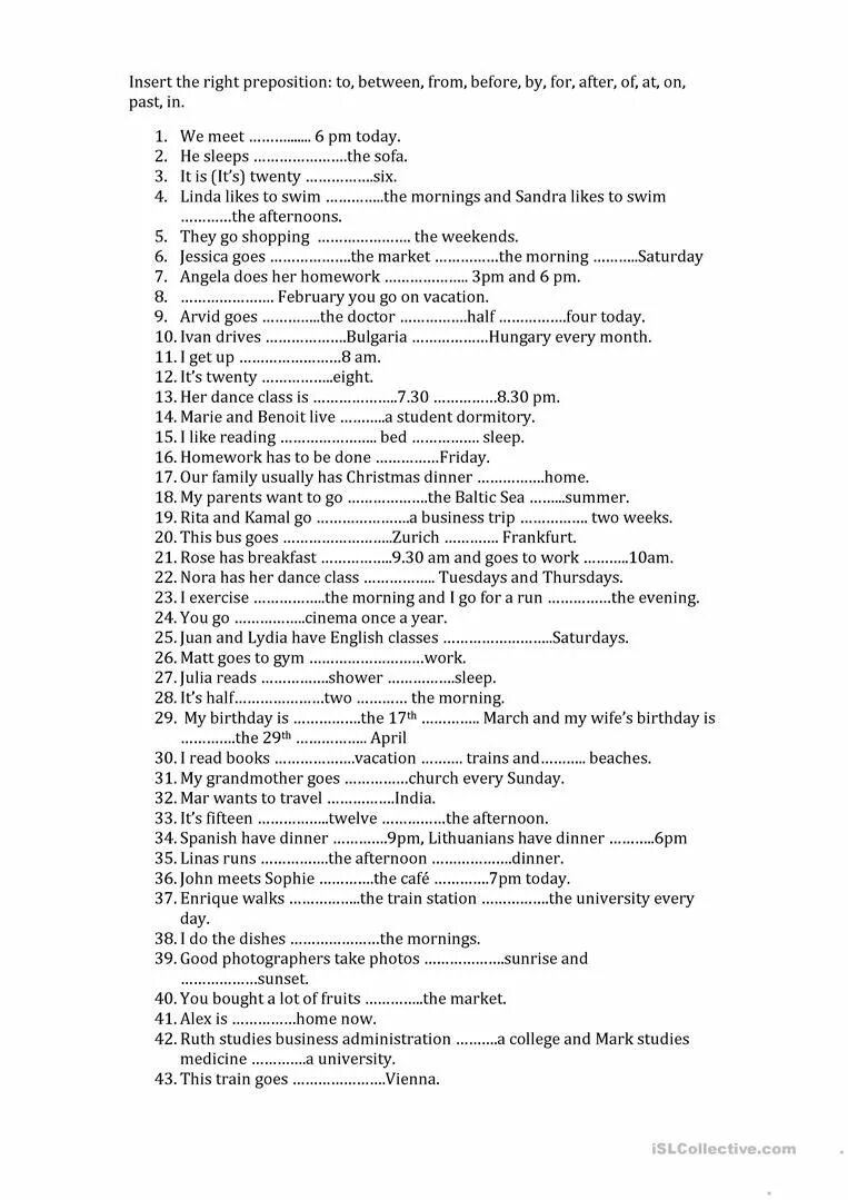 Insert the necessary prepositions. Prepositions of time. prepositions of time and place. prepositions of time and place worksheets. prepositions of time задания 6 класс.