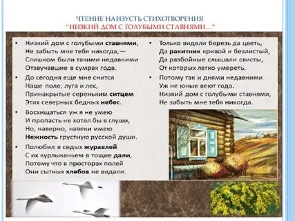 Низкий дом с голубыми ставнями есенин анализ