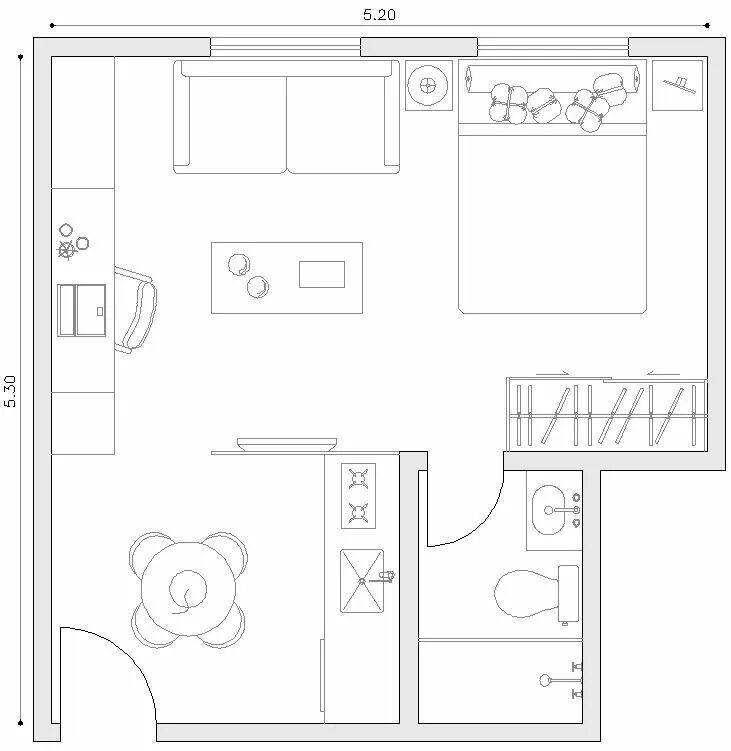 Чертеж квартиры вид сверху Architectural Plan with Furniture in Top View Stock Vector Illustration of han