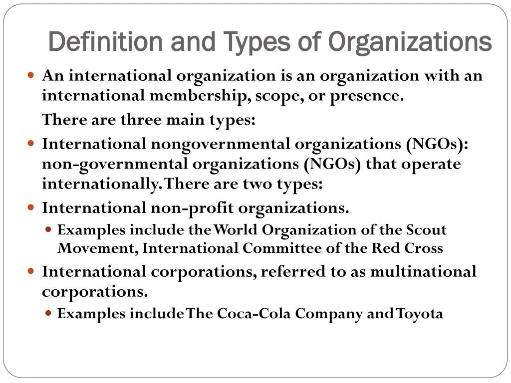 Role of International Organizations. International Organization презентация. International governmental Organizations. Types of Organizations.