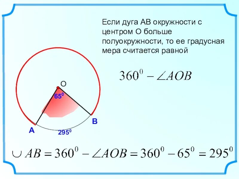 Дуга окружности. Градусная мера дуги окружности. Если дуга больше полуокружности. Градус дуги окружности. Свойство 60 градусов