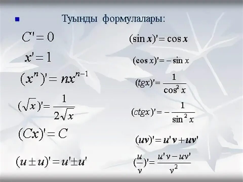 Туынды. Туындының физикалық және геометриялық мағынасы. Туынды презентация. Презентация туындыс\. Нормаль мен жанама теңдеуі.