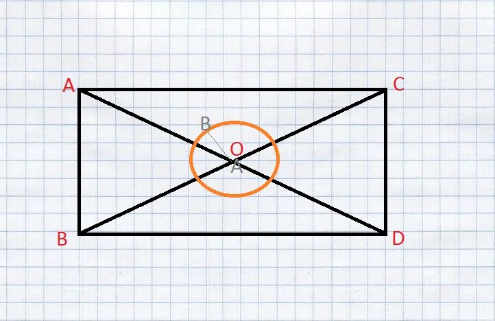 Точка пересечения диагоналей прямоугольника. Прямоугольник с диагоналями на чертеже. В прямоугольник АВСД О точка пересечения. Прямоугольнике АВСД точка пересечения диагоналей. Заметив со всех сторон