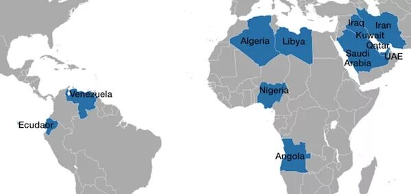 Перечислите страны опек. Страны Африки входящие в ОПЕК на карте. Организация стран экспортёров нефти (ОПЕК) контурная карта. Страны входящие в ОПЕК Африка контурная карта.