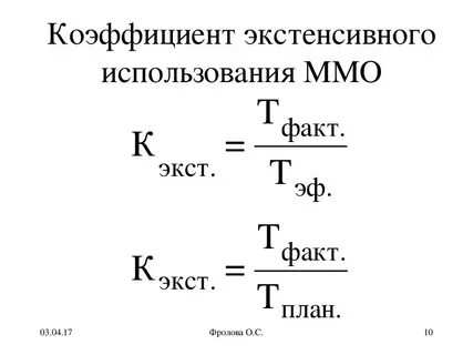 Экстенсивного использования оборудования
