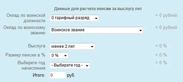 Расчет пенсии мчс калькулятор