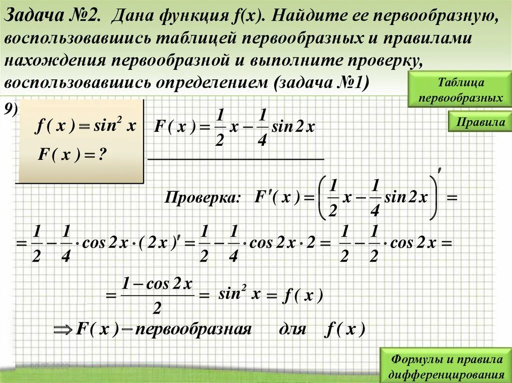 Примеры функций f x. Правила нахождения первообразной. Примеры на нахождение первообразной функции. Как найти первообразную примеры. Первообразная функции примеры с решением.