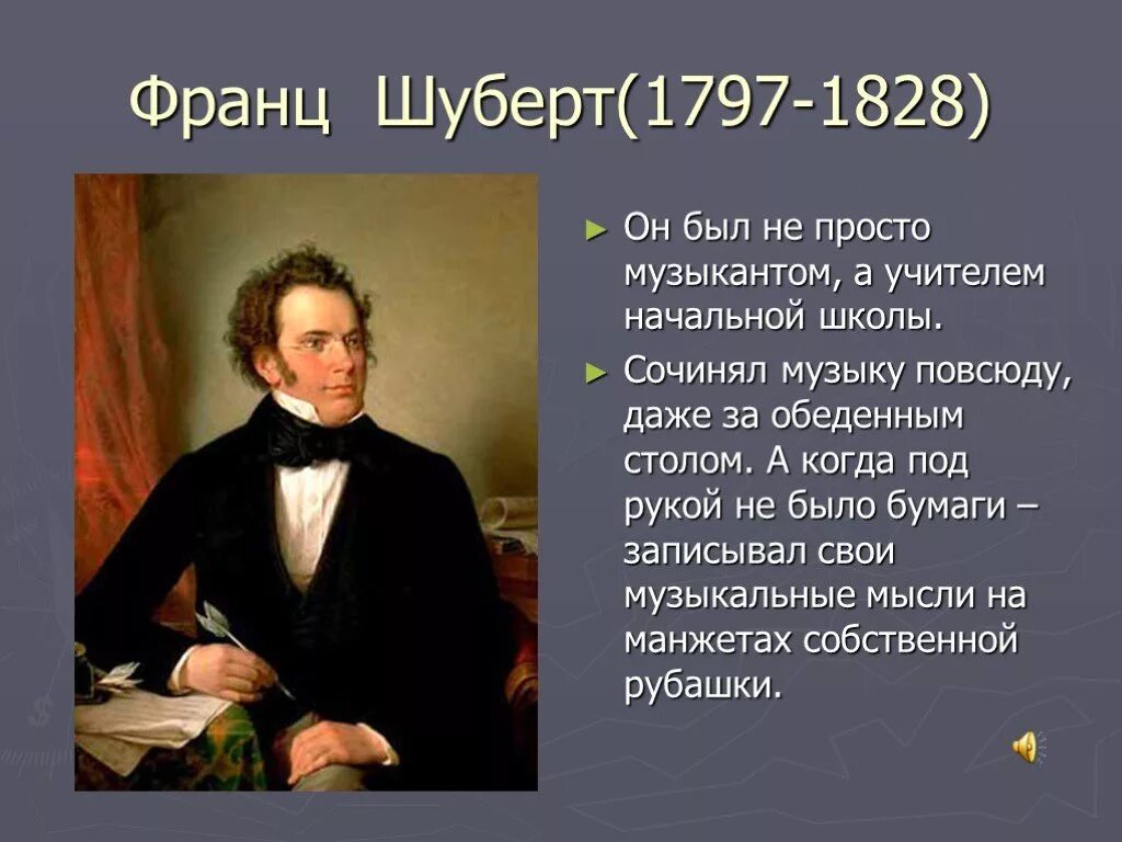 Место в творчестве шуберта равнозначно положению
