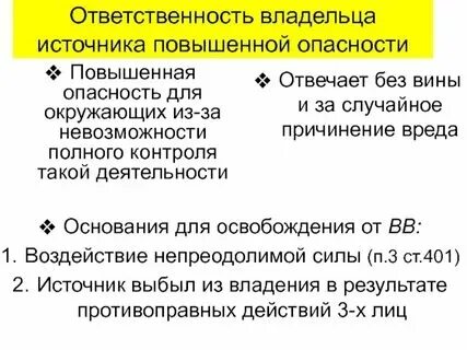 Возмещение вреда владельцем источника повышенной опасности