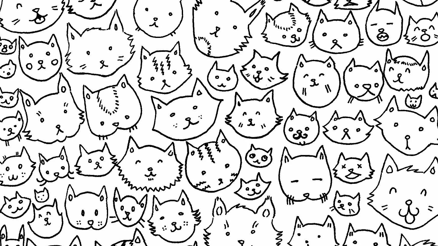 Коты распечатать черно белые