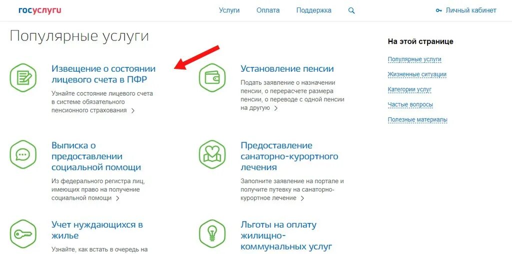 Лицевой пенсионный счет госуслуги