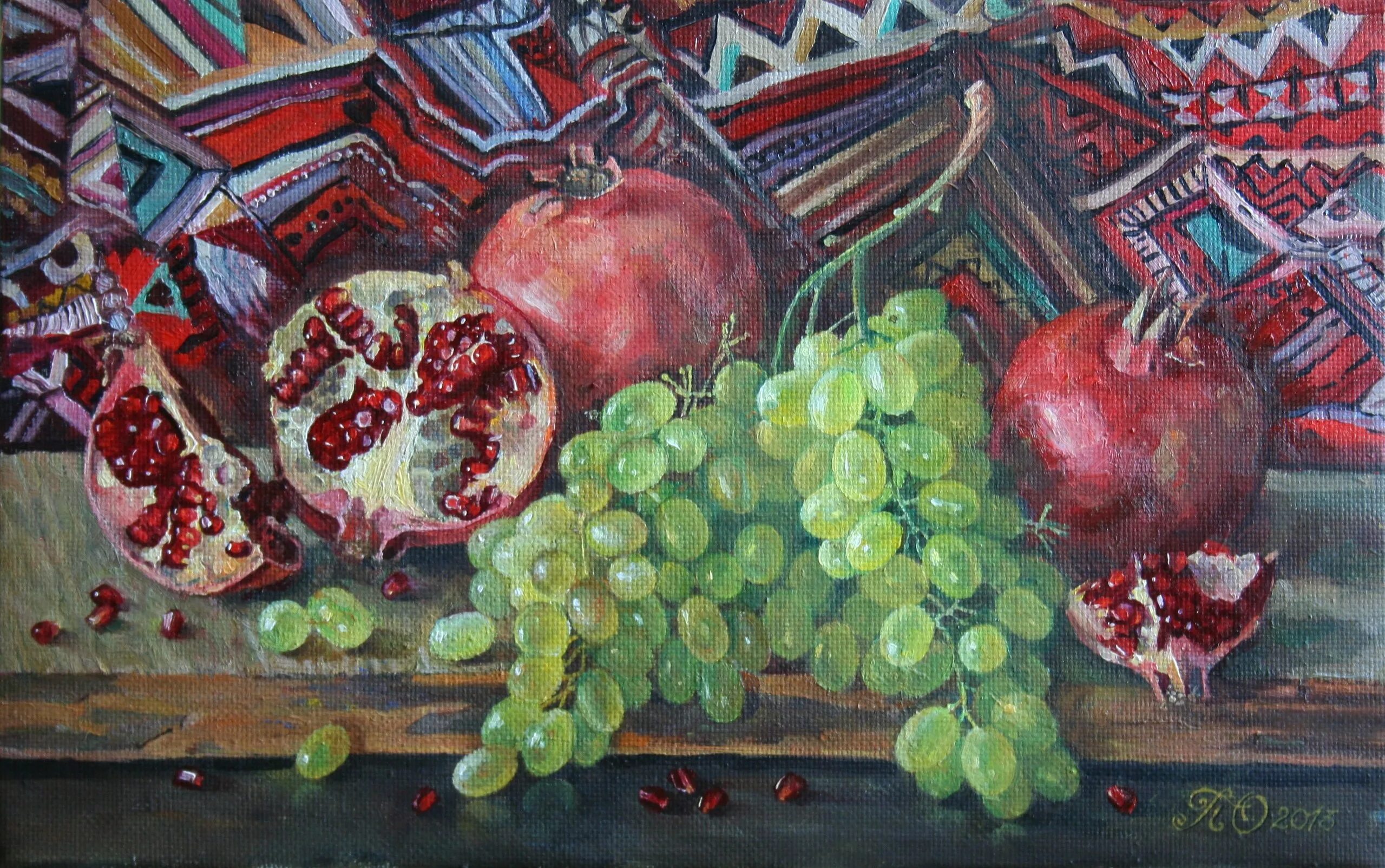 натюрморт с гранатом и айвой