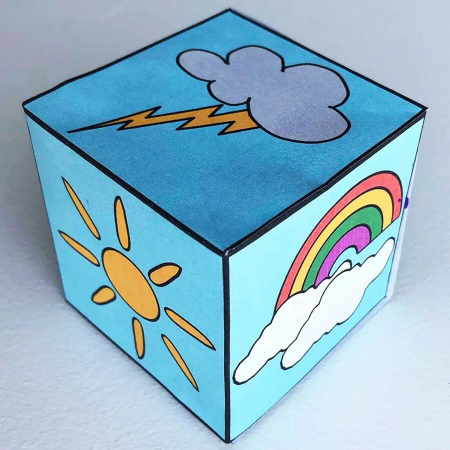 Weather dice. Weather craft. weather cube for kids. погодный кубик.