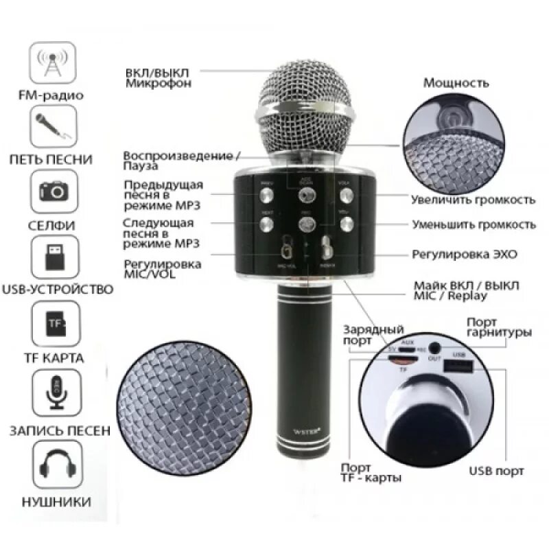 Karaoke инструкция. Микрофон WS-858. Караоке микрофон-колонка Wster WS-858. Беспроводной микрофон WS-858 инструкция. Микрофон для караоке k-316 беспроводной.