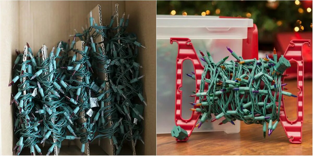 Хранение новогодних гирлянд. Как сложить гирлянду на хранение. Как сложить гирлянду на хранение. Хранение гирлянд. Как сложить гирлянду на хранение.